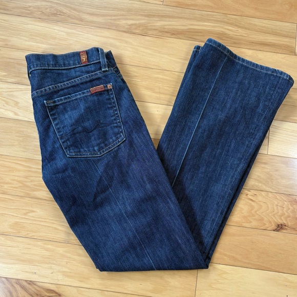 7 For All Mankind Denim - 7 For All Mankind Flare Jeans Womens Sz 28 Reg VTG Dark Wash Low Rise Denim Y2K